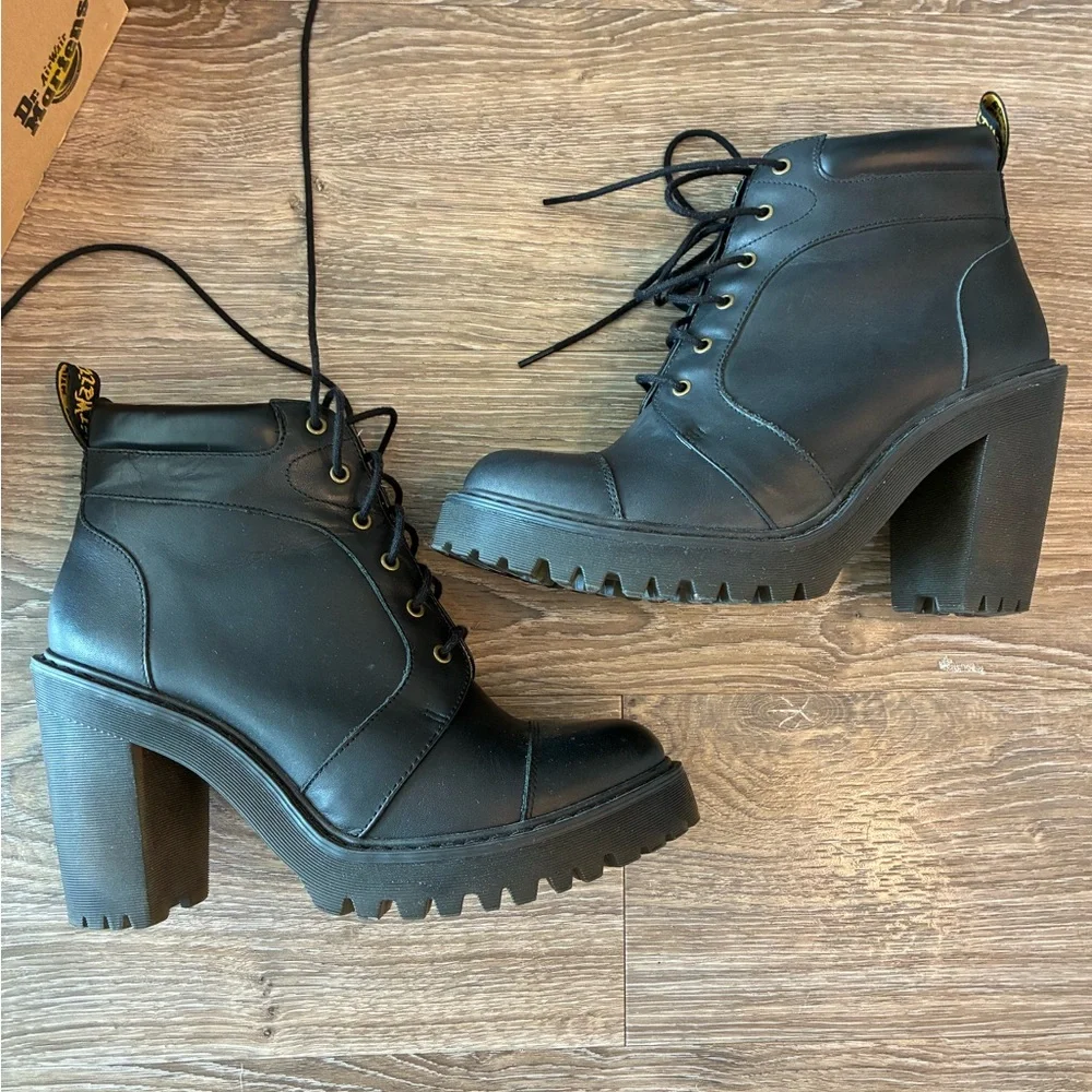 Dr. Martens Black Lace Up High Heel Boots - Picture 6 of 6